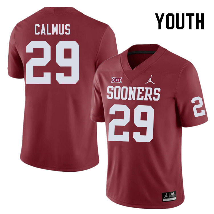 Youth #29 Casen Calmus Oklahoma Sooners College Football Jerseys Stitched Sale-Crimson